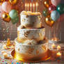 gorgeous cake with gold and confetti digital art