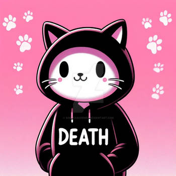 cat in death hoodie digital art kitten sweet