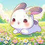 cute rabbit runs in meadow digital art sweet