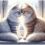 two lovers cats in love digital art animal