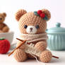 cute bear knits a scarf digital art