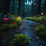 rain in the forest HD scenery nature digital art