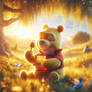 winnie the pooh digital art with honey cute sweet