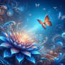 butterfly on flower blue fantasy nature digital ar