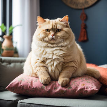 fat cat sits in sofa digital art kitten