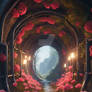 tunnel of love with roses romantic digital art