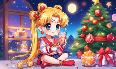 Sailor Moon Usagi drinking lovely bubble tea