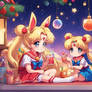 Sailor Moon Usagi drinking lovely bubble tea wallp