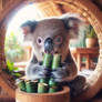 koala eats bamboo in enclosure digital art animal