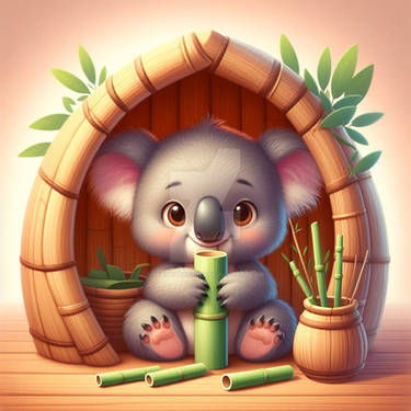 koala eats bamboo in enclosure digital art animal by SorayasCorner