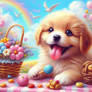 sweet happy puppy oil painting