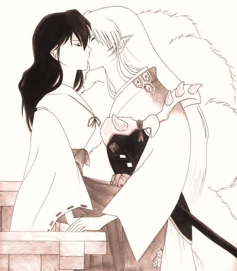 SessKag : The Kiss by Ebony-of-the-Moon