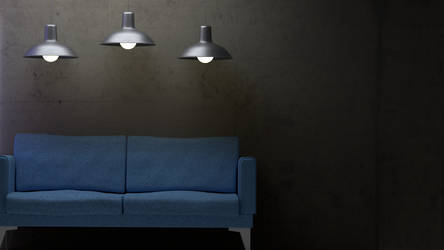 Couch and lamps