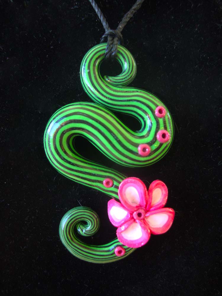 Green n' Black Striped Pendant