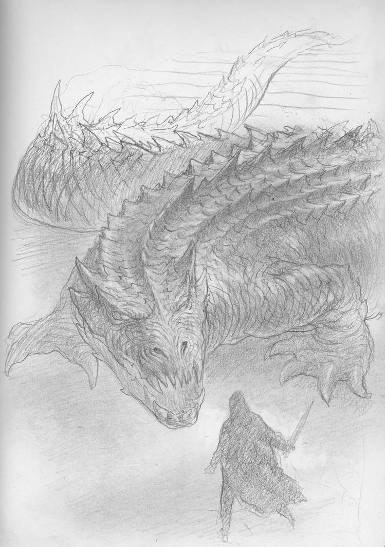Dragon Print Glaurung Glaudrung LOTR Tolkien Vintage Fantasy 