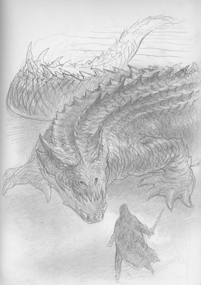 Feedback on this acrylic sketch of Glaurung after being killed :  r/ImaginaryCharacters