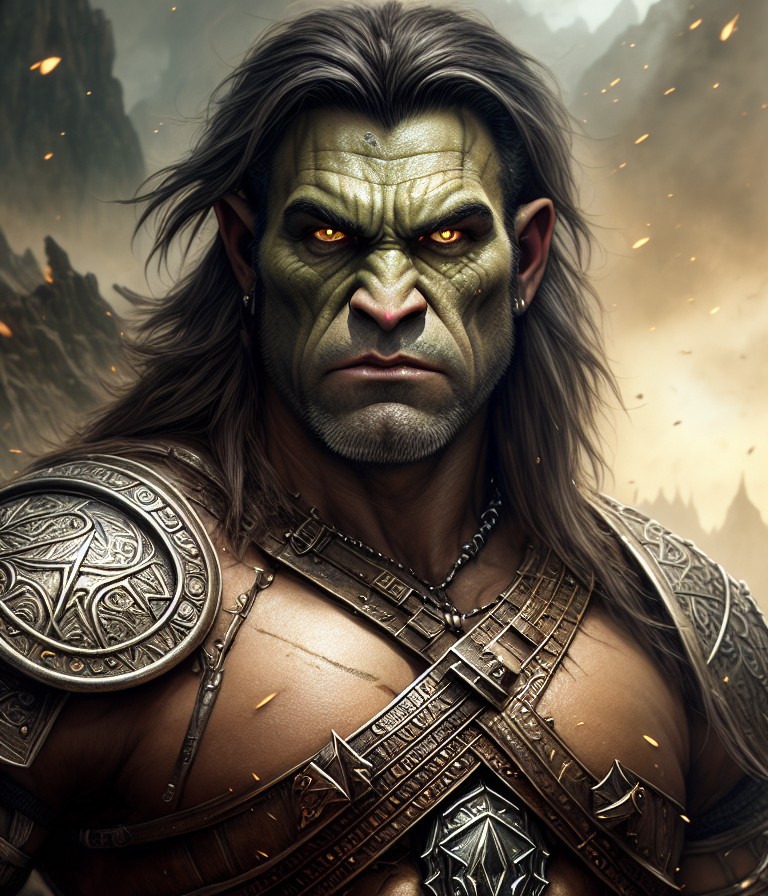 RPG 40 half orc barbarian short hair fantasy backg by JaredSyn on ...