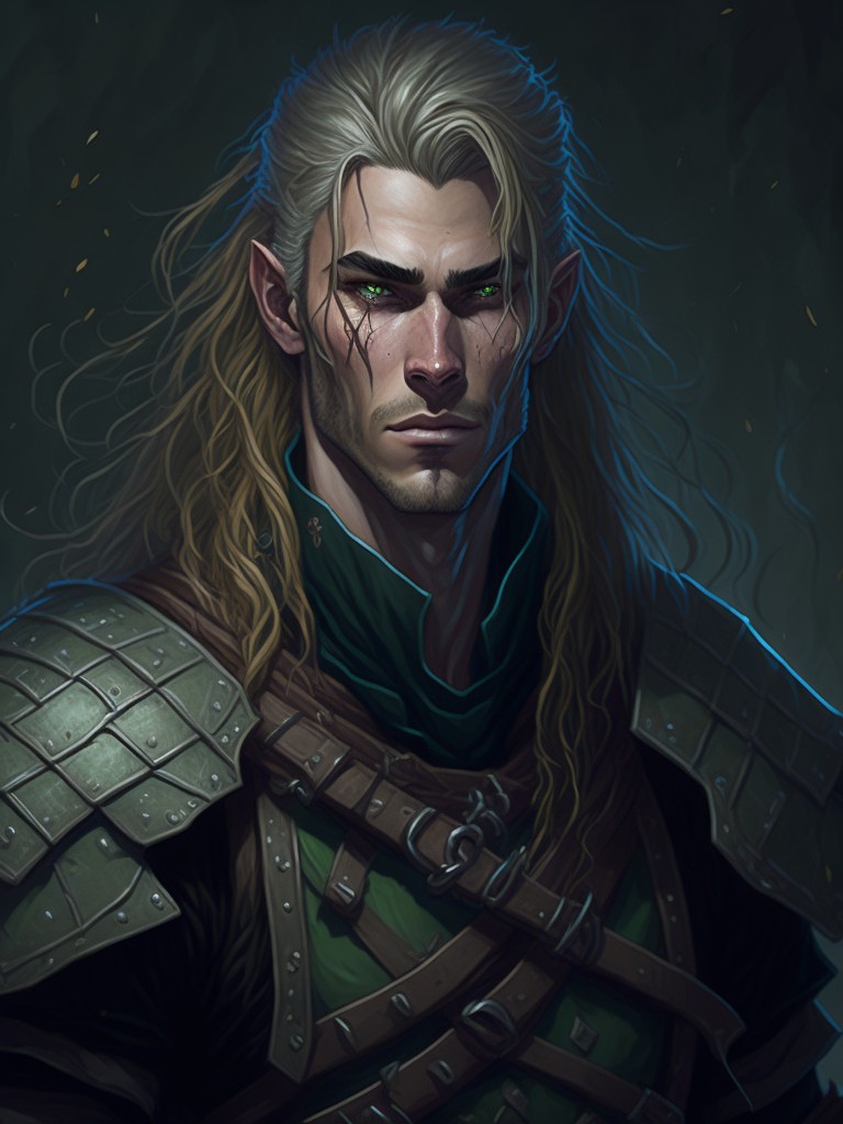 Buff Elf Portrait Leonardo Diffusion half elf male hunter long blond by JaredSyn on ...