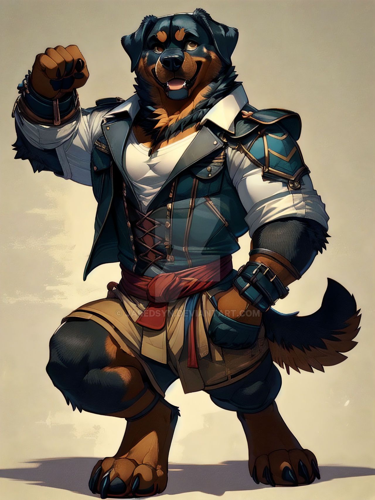Buff Rottweiler Character IndigoFurryMix-AnthroRottweilerWarrior3 by JaredSyn on DeviantArt