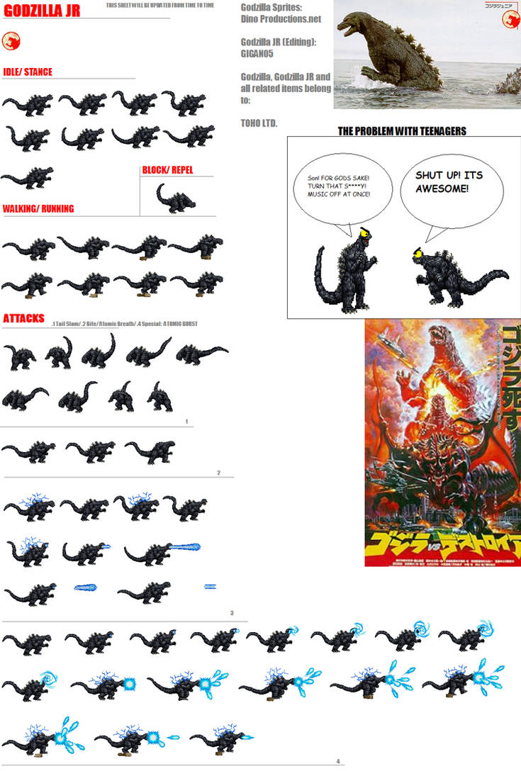 Godzilla Junior Sprite Sheet 1 by GIGAN05 on DeviantArt