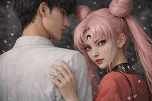 Mamoru and black lady from Sailor Moon