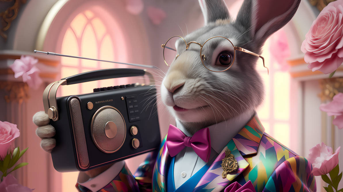 gentleman rabbit with radio by The3dlab on DeviantArt