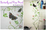 Butterfly and trailing Rose Mural by SuzanneHole