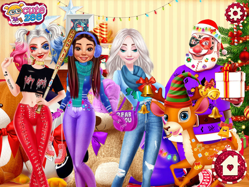Harley, Moana, Elsa, Rudolph and Santa by Nessirea on DeviantArt
