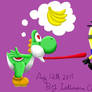 Minion said Banana to a hungry yoshi