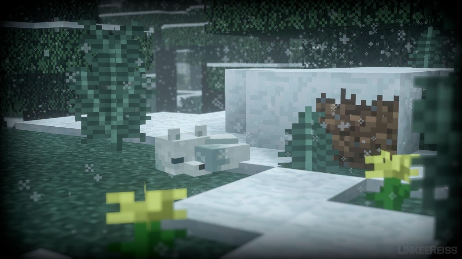 Minecraft: A cute white fox asleep by LinkeeReiss on DeviantArt