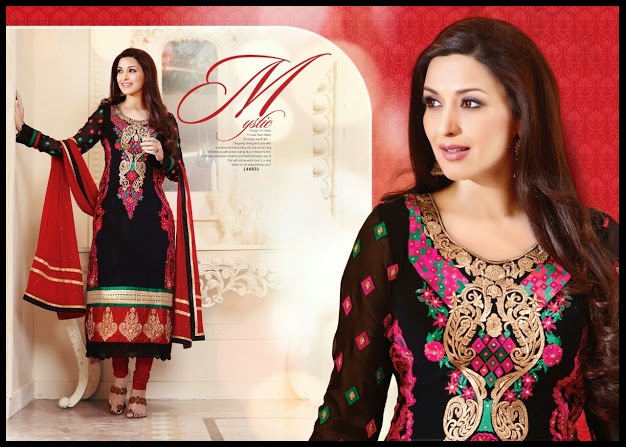 Afreen vol6 : Sonali Bendre Red And Black Anarkali