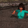 Tracey sinks in quicksand!