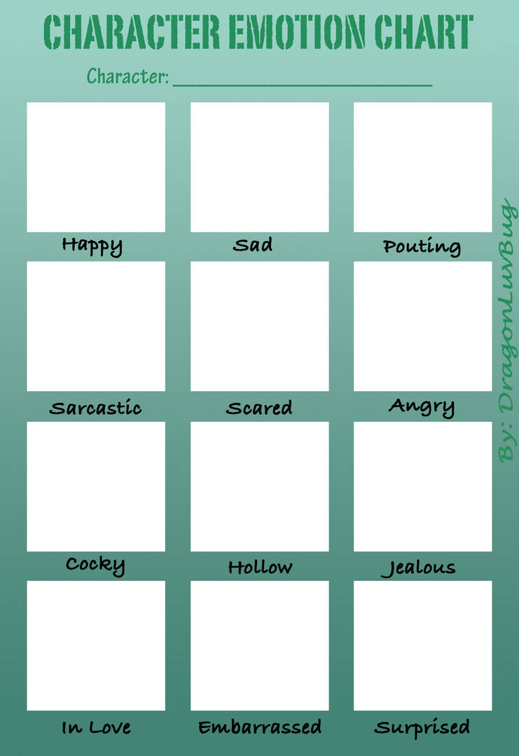 Character Emotion Meme Chart By DragonLuvBug On DeviantArt