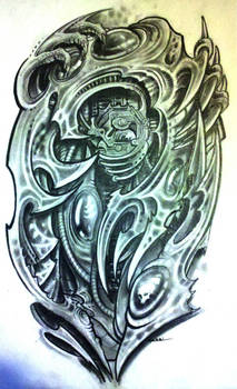 biomechanical tribal tattoo design