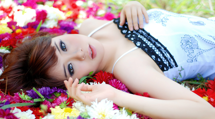 on the bed of flowers