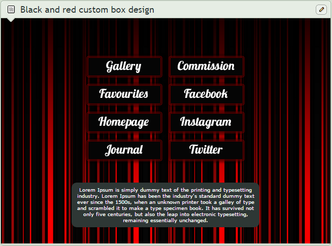 Red and black striped custom box design