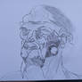 The stiche (interpretation over Leonardo's old man head)