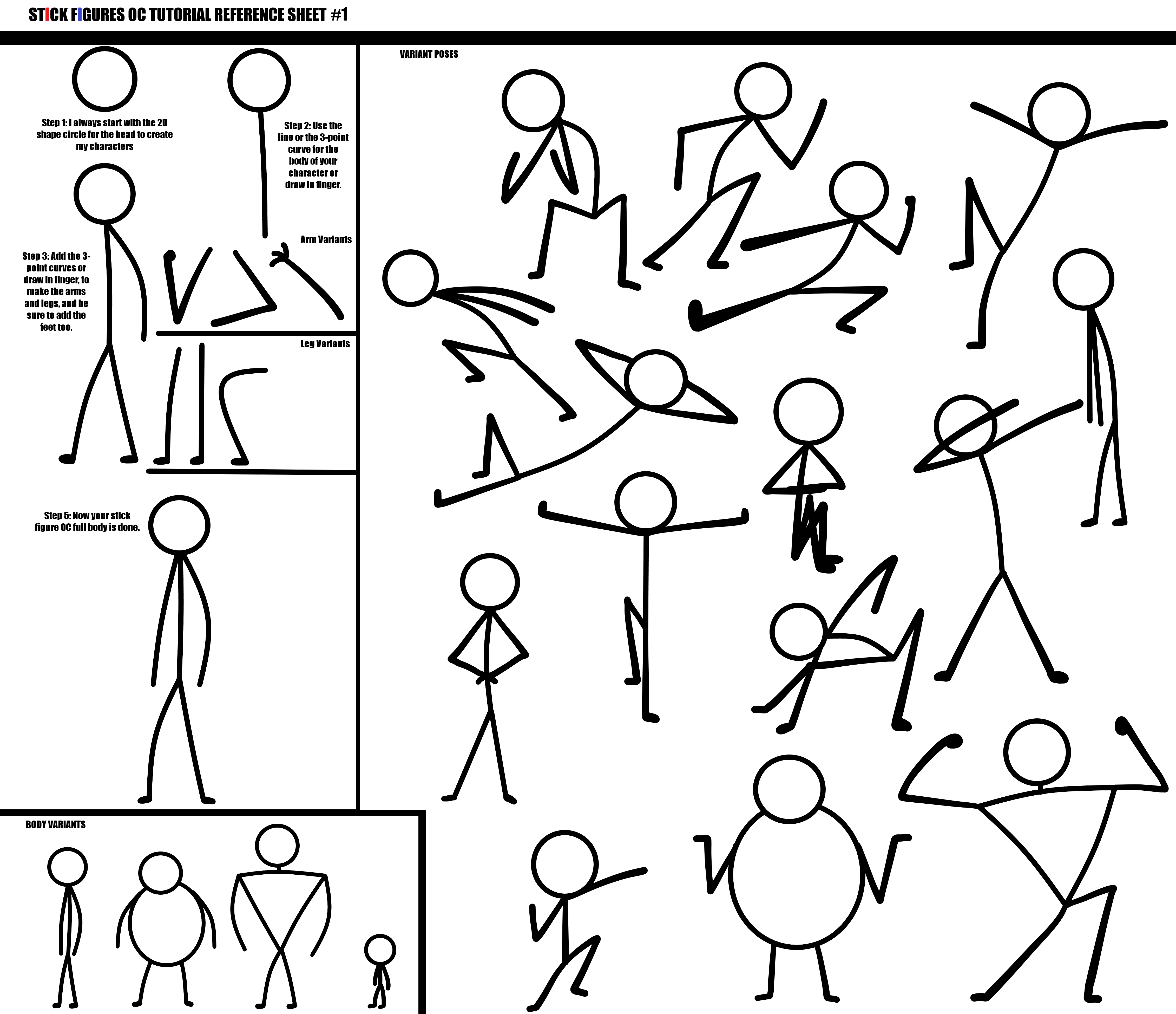 Character Rotation Guide Stick Figure Stick Figures OC Tutorial Sheet #1 by BAD1ZACH101 on DeviantArt