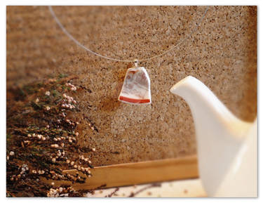 White and Red elegant broken china pendant