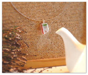 Red, white and green sleek ceramic pendant