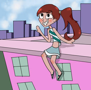 Girl on a roof