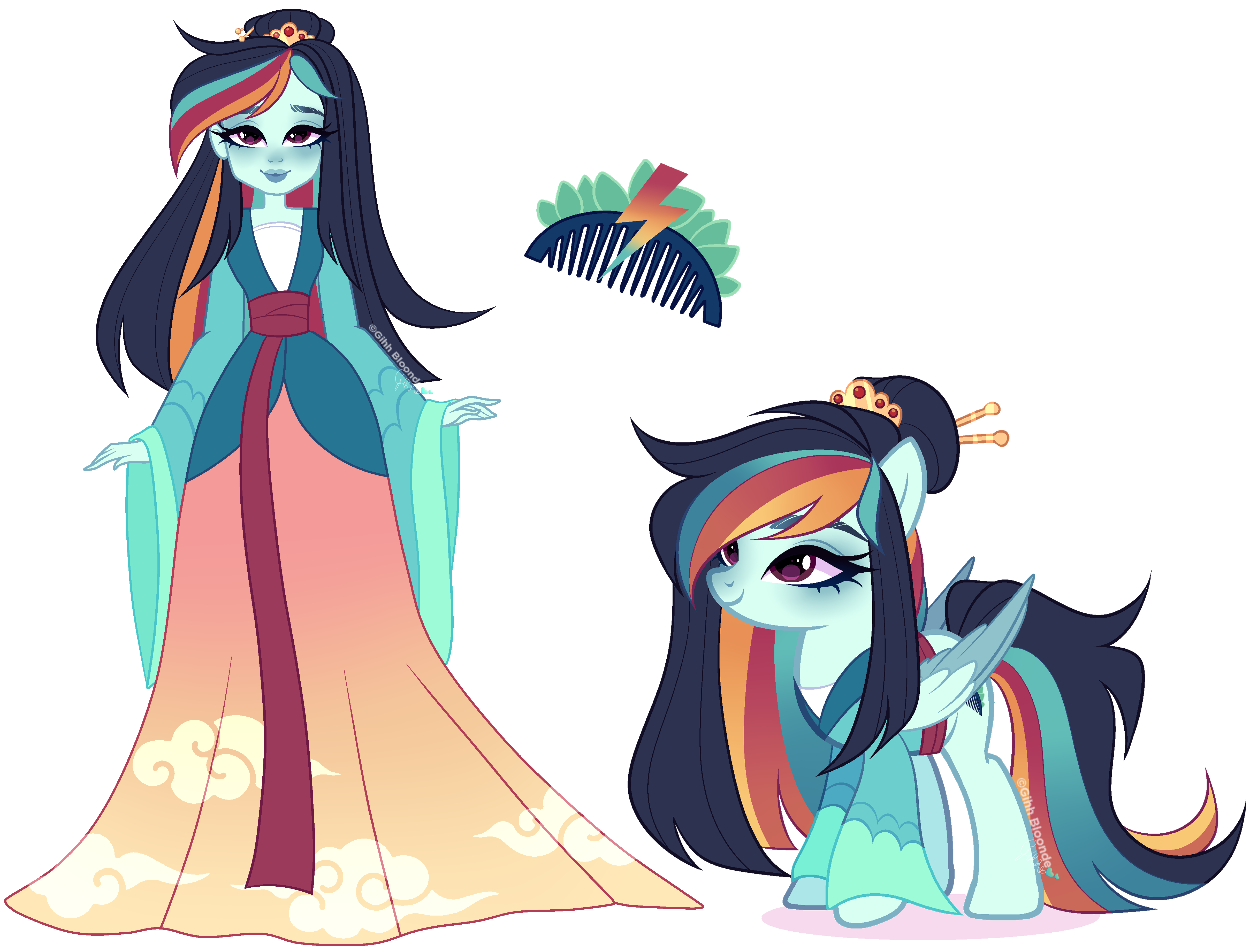 MLP x Disney Princess|Rainbow Dash X Mulan