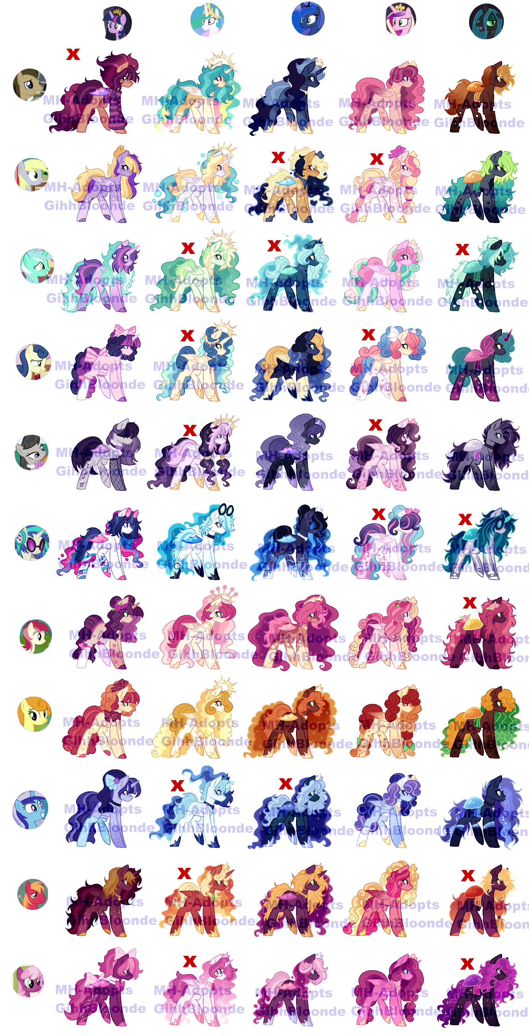 MLP Collab adopt Princesses x Ponyville OPEN 29/55