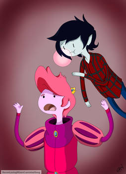 Marshall Lee eating Prince Gumball's hair