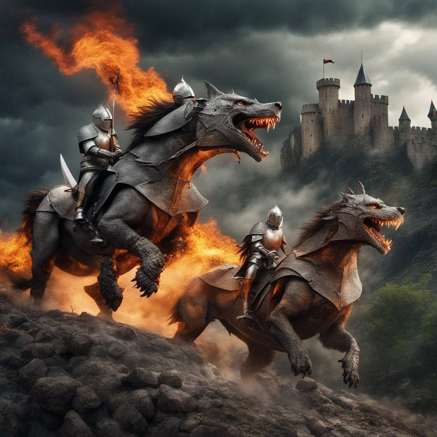 Medieval knights ride Dire wolves by donnebryant on DeviantArt