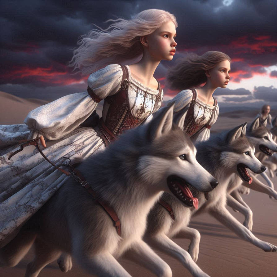 Women Ride Dire Wolves in the Desert-62 by DBDon on DeviantArt