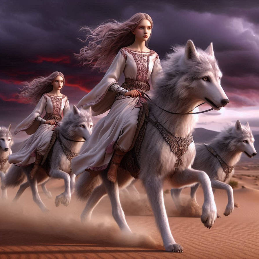 Women Ride Dire Wolves in the Desert-57 by donnebryant on DeviantArt