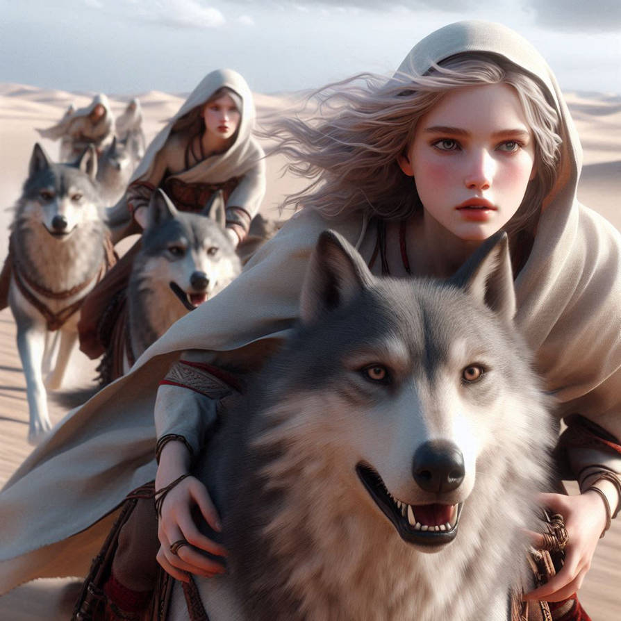 Women Ride Dire Wolves in the Desert-53 by donnebryant on DeviantArt