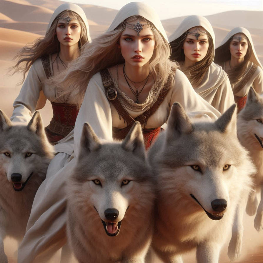 Women Ride Dire Wolves in the Desert-16 by DBDon on DeviantArt