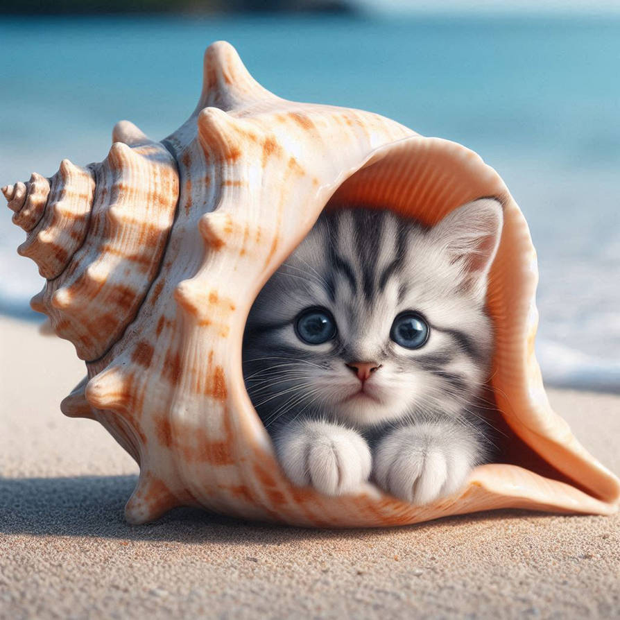 Kiten Shell Fish Kitten in sea shell - 16 by DBDon on DeviantArt